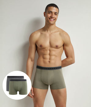 Pack of 2 boxers men's Charcoal and Green organic cotton Dim Good