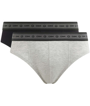 Lot de 2 slips homme en coton bio Noir Gris Perle Dim Good