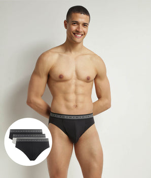 Pack of 3 briefs men's Black Grey organic cotton Dim Good