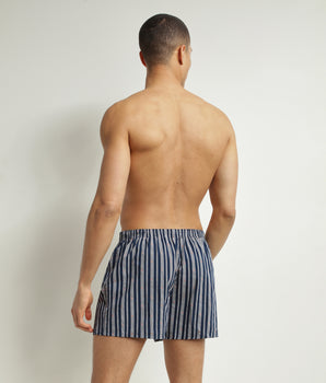 Pack of 2 boxer shorts men's Indigo striped organic cotton Dim Good