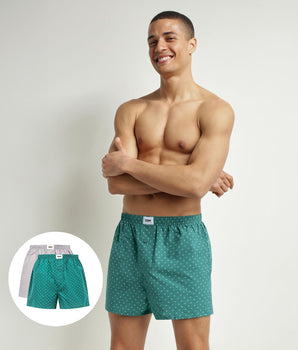 Pack of 2 briefs men's striped Green Grey organic cotton Dim Good