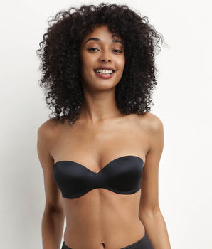 Soutien-gorge bandeau à bretelles amovibles en microfibre noire Dim