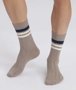 Chaussettes homme en maille côtelée à rayures Gris Dim Bambou