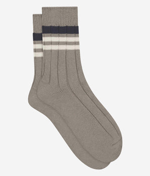 Chaussettes homme en maille côtelée à rayures Gris Dim Bambou