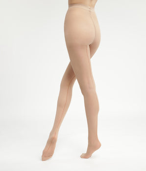 Beige sheer tights with gold lurex band Dim Style