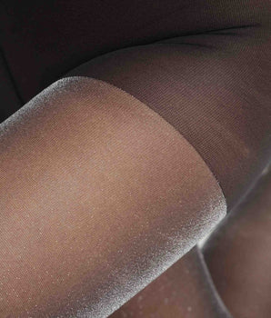 Women's semi-opaque glossy lurex tights Black Silver Dim Style