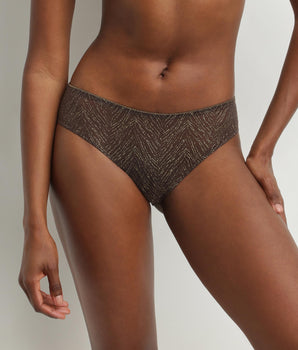 Chocolate tulle panties with gold stripes Dim Generous Limited Edition