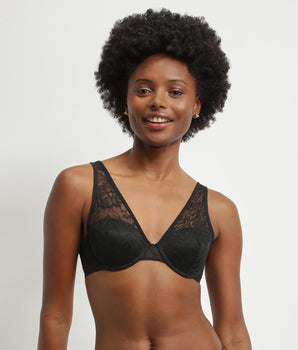 Soutien-gorge foulard en dentelle noire à feuillage Mod de Dim