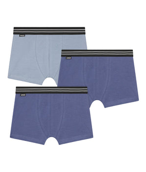 Lot de 3 boxers garçon en coton stretch Bleu Ecodim