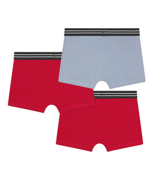 Lot de 3 boxers garçon en coton stretch Rouge Bleu Ecodim