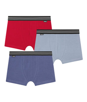 Pack of 3 Ecodim Carmine Red Blue stretch cotton boxer shorts for boys