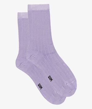 Women's ribbed socks in satin cotton Lila Dim Mode