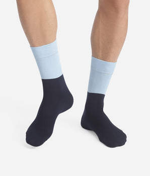 Chaussettes homme en coton effet colorblock Marine et Bleu Dim Mode