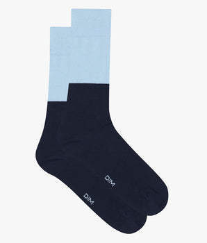 Chaussettes homme en coton effet colorblock Marine et Bleu Dim Mode