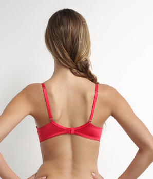 Red satin microfiber basket bra Dim Chéri