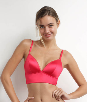 Soutien-gorge triangle ampliforme microfibre satinée Rouge Dim Chéri