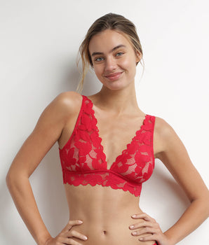 Red Dim Lacy lace bralette with large flowers