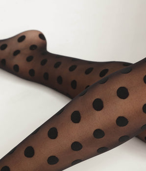 Collant femme à pois Noir Dim Style