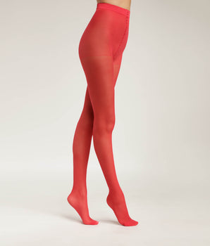 Collant femme Rouge transparent avec trait contrasté Dim Style