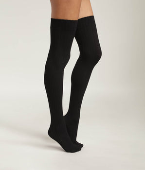 Women's knee-highs in ribbed opaque voile Black Dim Style