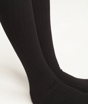 Women's knee-highs in ribbed opaque voile Black Dim Style