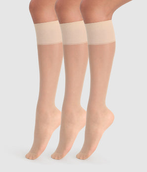 Pack of 3 Beauty Resist 20D transparent capri knee socks