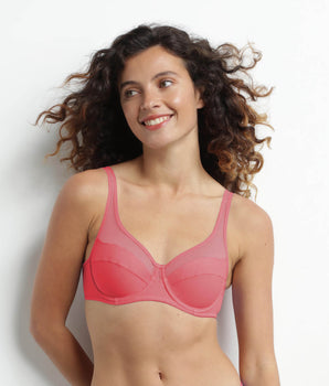 Women's microfiber and tulle full-coverage bra, Grenadine Dim Generous