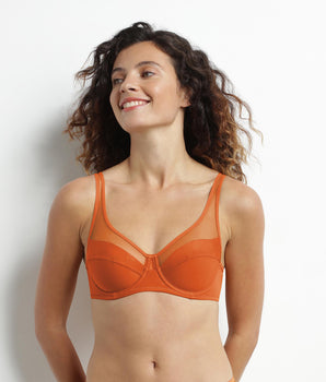 Mandarine microfiber and tulle push-on bra Dim Generous