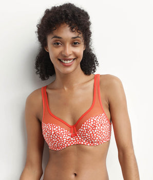 Full cup underwire floral bra in Red Generous Dim