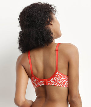 Full cup underwire floral bra in Red Generous Dim