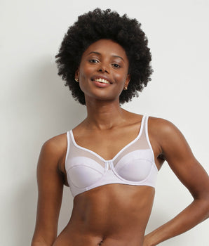 Underwired microfibre and tulle bra Violet Grey Dim Generous