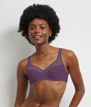 Soutien-gorge à armatures en microfibre et tulle Prune Dim Generous