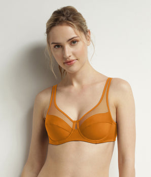 Soutien-gorge emboîtant en microfibre et tulle Marron Oran Dim Generous