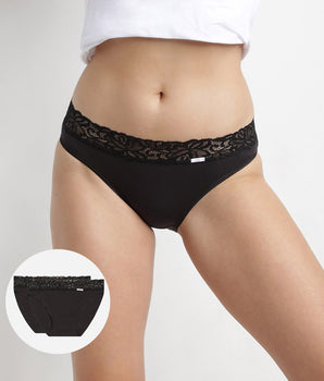 Lot de 2 slips noirs Coton Plus Féminine forme midi