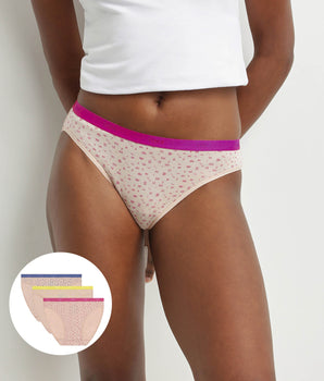 Pack of 3 fluorescent stretch cotton knickers Les Pockets