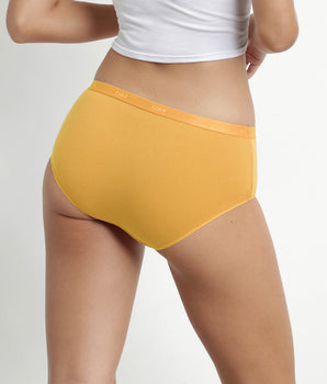 Pack of 3 women's stretch cotton boxers Yellow Brown Les Pockets Ecodim