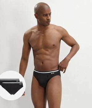 Pack of 2 black EcoDIM stretch cotton briefs