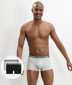 Pack of 2 pairs of EcoDIM stretch cotton trunks in black and grey