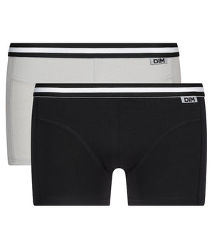 Pack of 2 pairs of EcoDIM stretch cotton trunks in black and grey