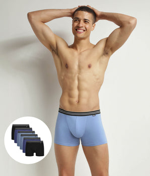 Lot de 6 boxers homme en coton stretch Noir et Bleu EcoDim