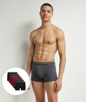 Lot de 6 boxers homme en coton stretch Noir Gris Rouge EcoDim