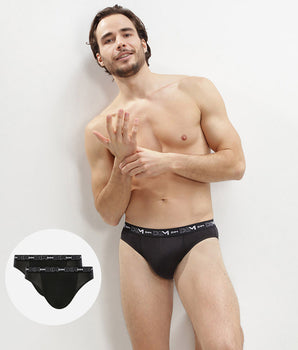 Pack of 2 Men's Black Stretch Cotton Briefs