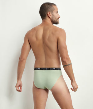 Pack of 3 men's briefs in Pistachio Blue Black Heather Dim Coton Stretch