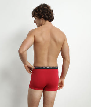 Pack of 2 Men's Grey Red Boxers with Contrast Waistband Dim Cotton Stretch