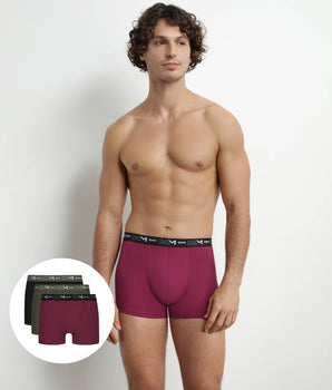 Pack of 3 Men's Black Khaki Red Dim Cotton Stretch Boxers