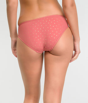 Microfiber pink brief with golden dotted swiss - Dim Generous